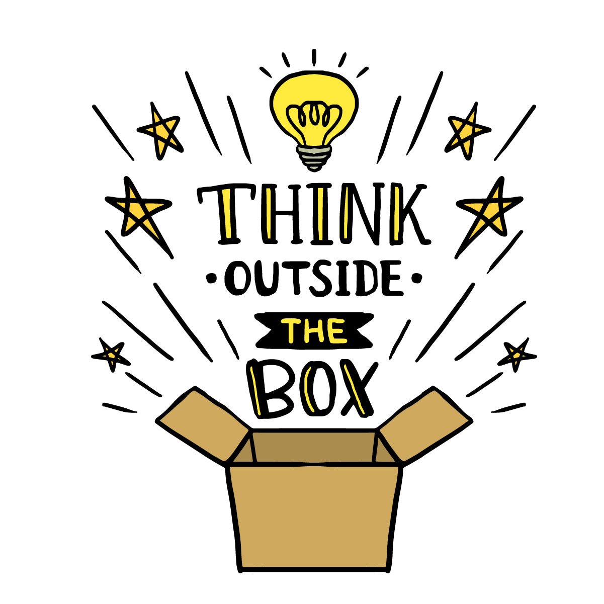 Think Outside the Box Camiseta de algodón con cuello de pico para mujer