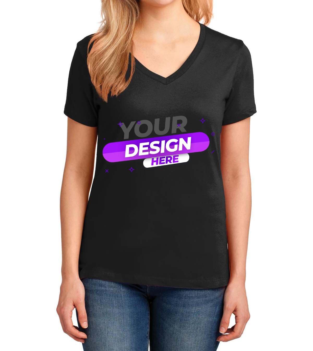 Port & Company® Ladies Core Cotton V-Neck Tee - Full Quality Print