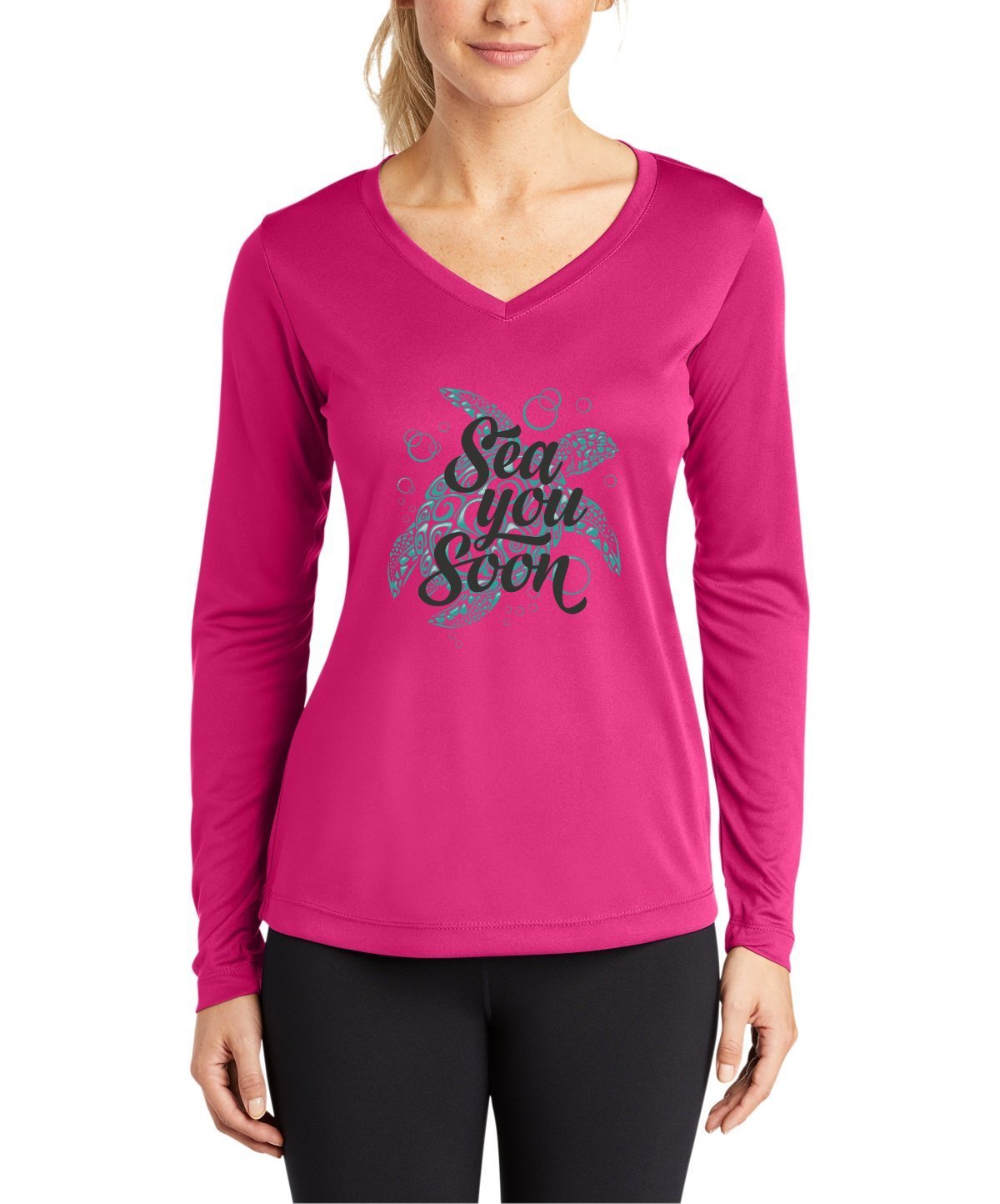Sea You Soon Sport-Tek® Ladies Long Sleeve Competitor V-Neck