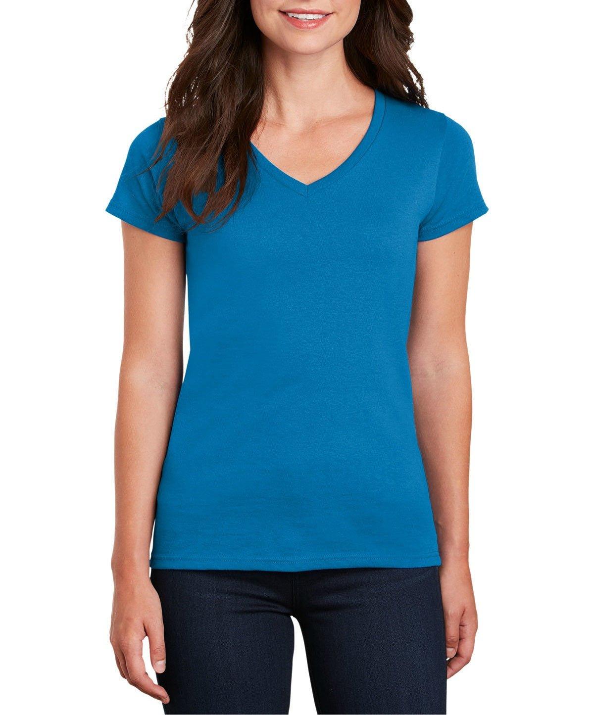 Gildan® Ladies 100% Cotton V-Neck T-Shirt - Full Quality Print