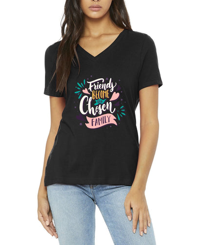 Friends BELLA+CANVAS® Camiseta de punto relajado para mujer con cuello en V