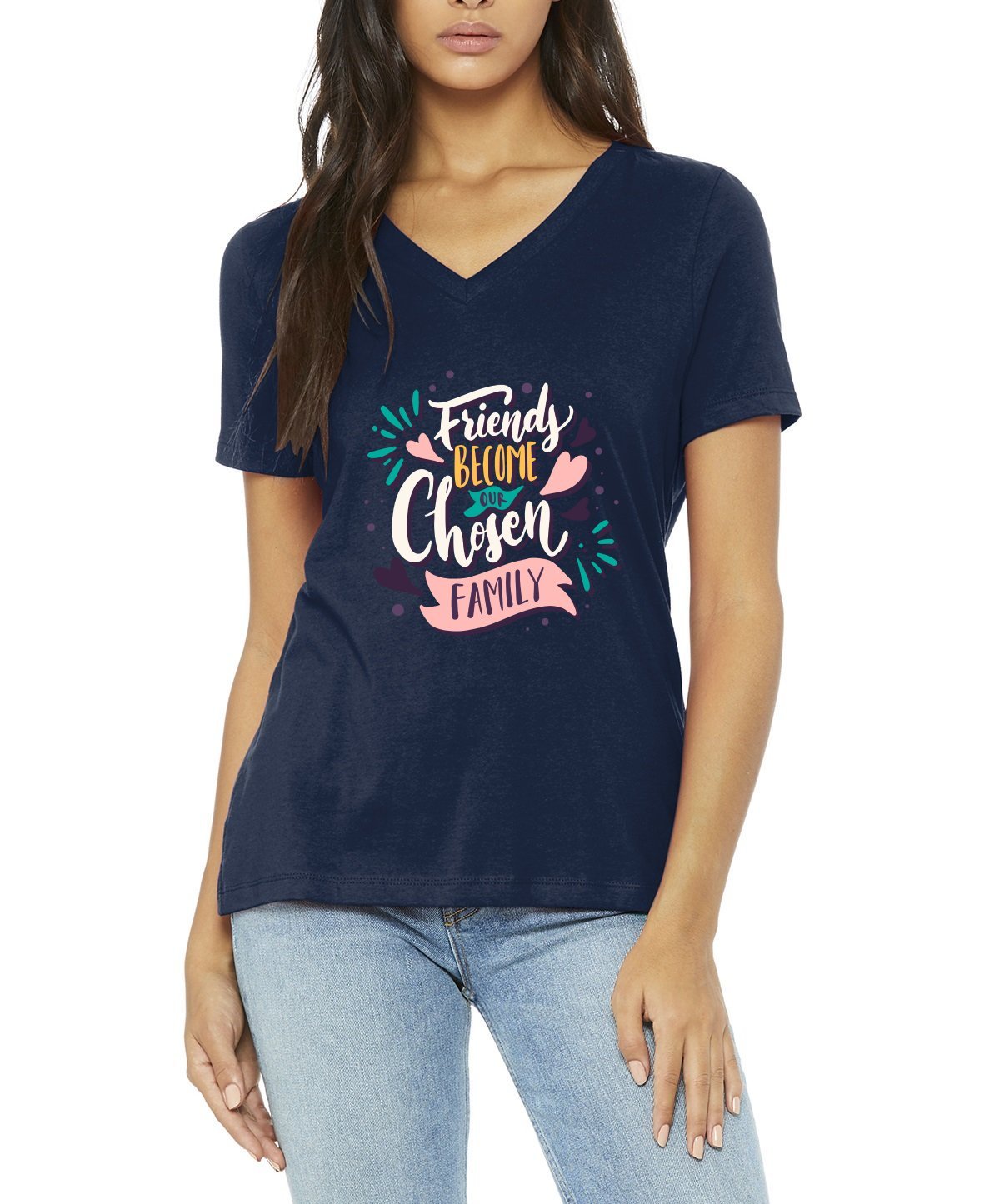 Friends BELLA+CANVAS® Ladies Relaxed Jersey V-Neck Tee
