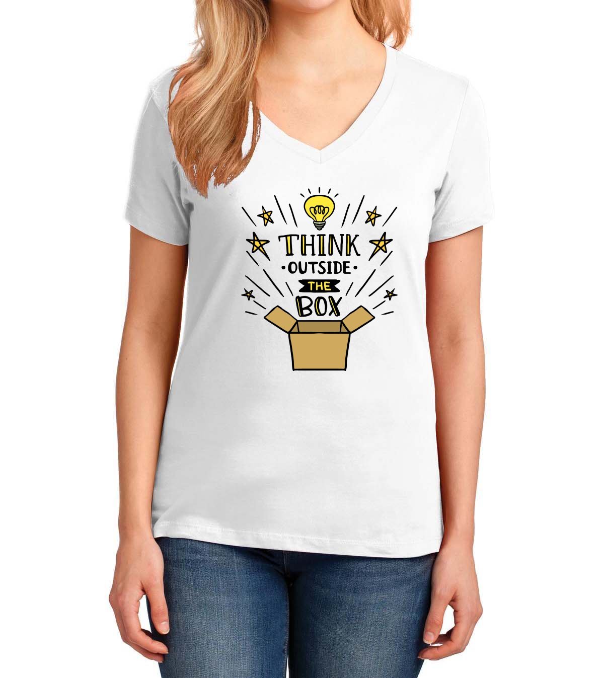 Think Outside the Box Ladies Core Cotton V-Neck Tee