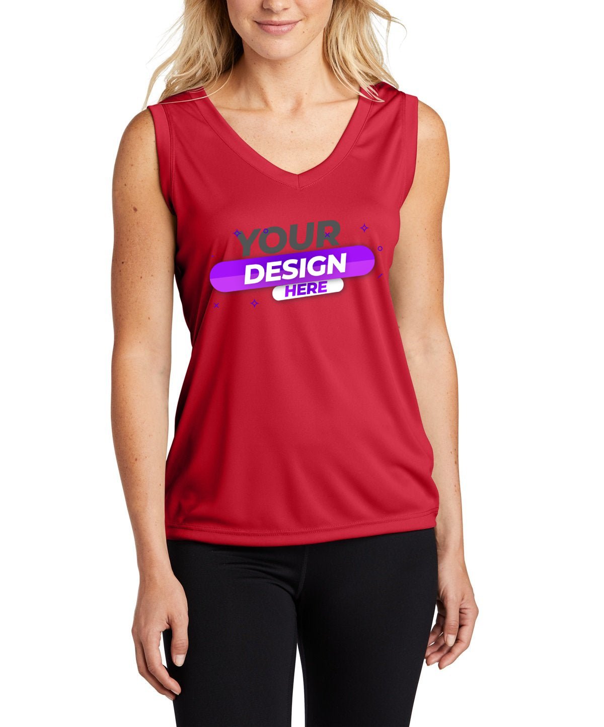 Sport-Tek® Camiseta sin mangas con cuello de pico para mujer de Sport-Tek®