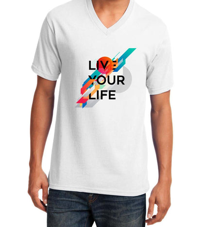 Camiseta de cuello en V de algodón Live Your Life Core
