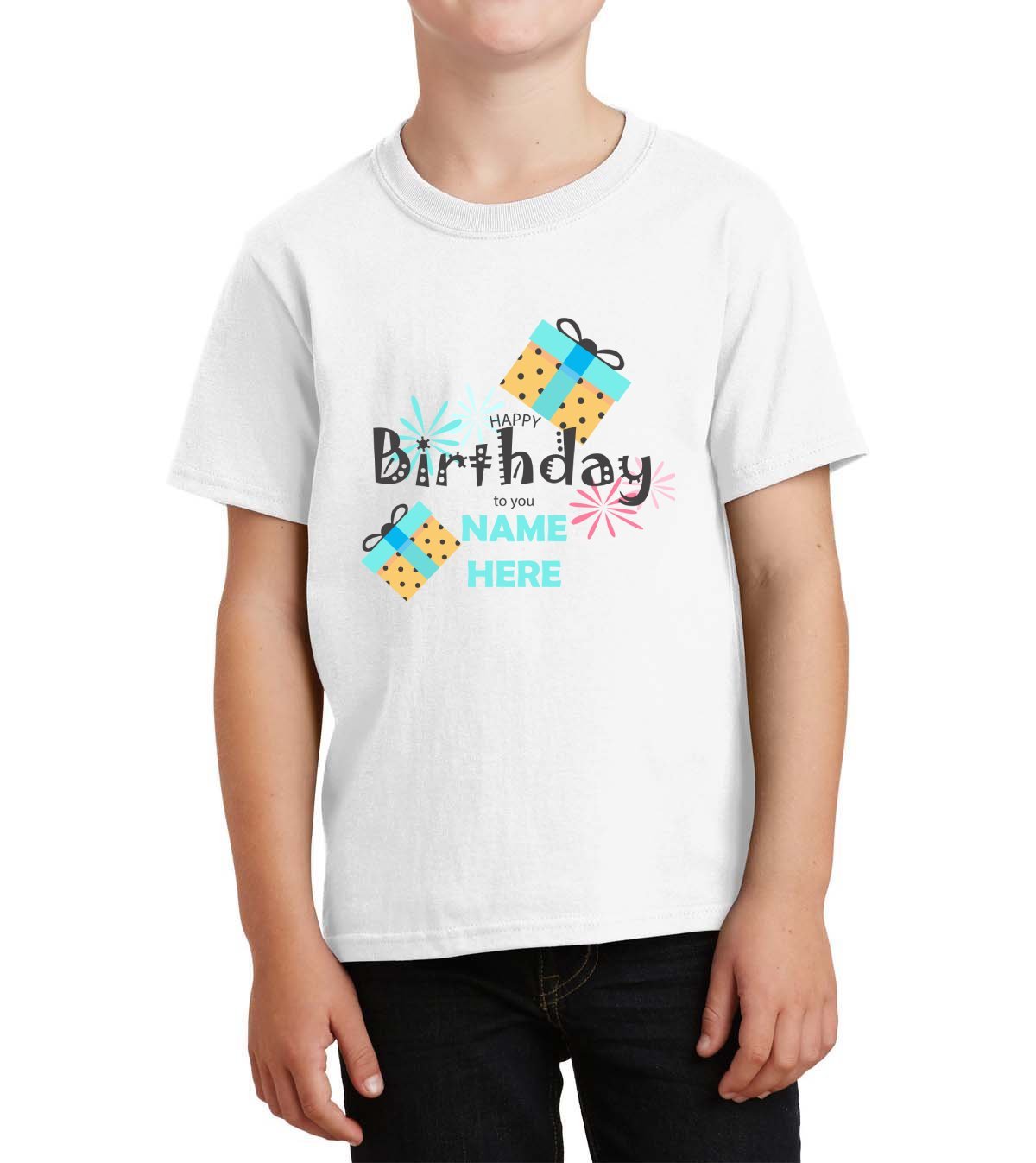 Camiseta Algodón Blanco Happy B-Day Niños