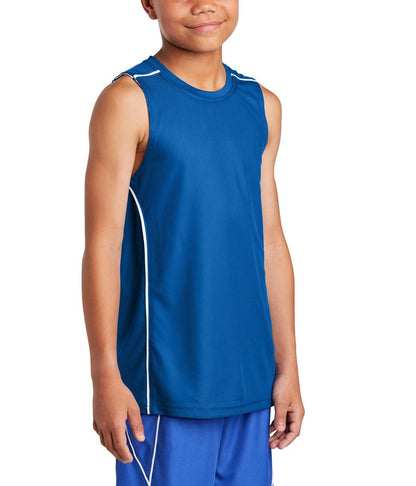 Camiseta sin mangas reversible de malla Sport-Tek® para jóvenes 