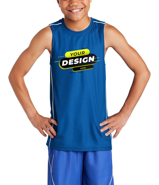 Camiseta sin mangas reversible de malla Sport-Tek® para jóvenes 